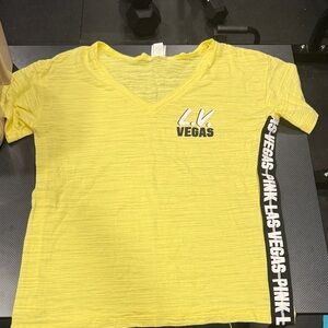 Victoria Secret Yellow V-Neck T-Shirt with LV Vegas Print